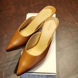 Ralph Lauren Tan Leather Mules